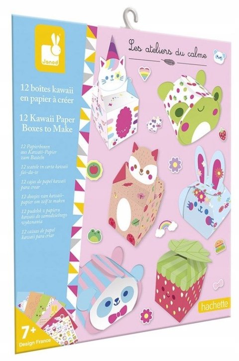 Janod Zestaw kreatywny 12 pudełek z papieru kawaii do wykonania samemu 7+