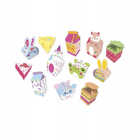 Janod Zestaw kreatywny 12 pudełek z papieru kawaii do wykonania samemu 7+