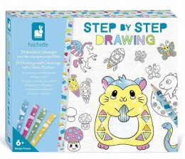 Janod Zestaw kreatywny Rysowanie krok po kroku z brokatowymi markerami 6+