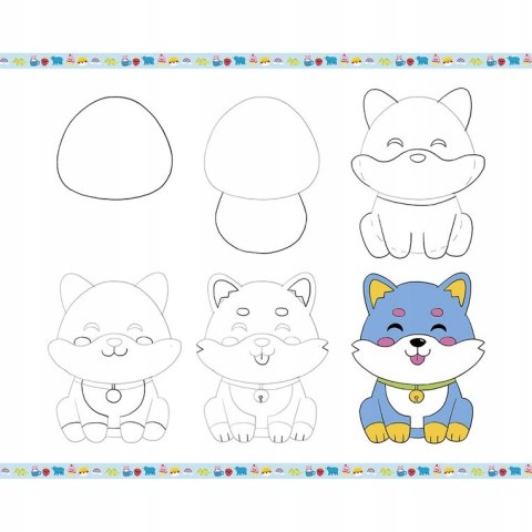 Janod Zestaw kreatywny Rysowanie krok po kroku z brokatowymi markerami 6+