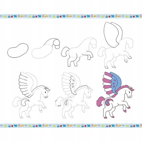 Janod Zestaw kreatywny Rysowanie krok po kroku z brokatowymi markerami 6+