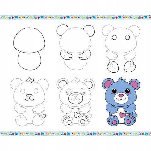 Janod Zestaw kreatywny Rysowanie krok po kroku z brokatowymi markerami 6+