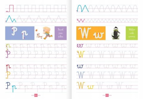Kolorowa kaligrafia 6-7 lat Aksjomat Alfabet Literki Szlaczki