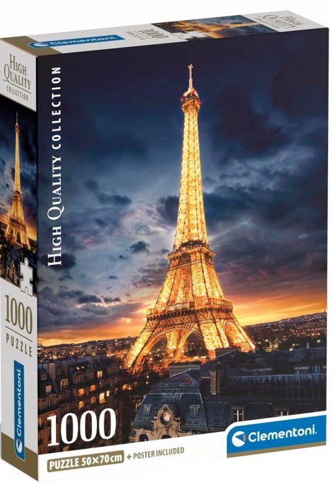 Puzzle 1000 elementów 39703 Wieża Eiffel'a nocą Compact Clementoni