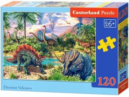 Puzzle 120 elementów Dinozaury przy wulkanach Castorland 6+