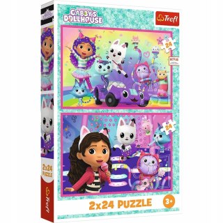 Puzzle 2x24 elementów Koci domek Gabi 34433 Trefl 3+