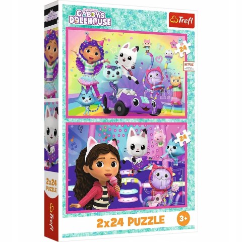Puzzle 2x24 elementów Koci domek Gabi 34433 Trefl 3+