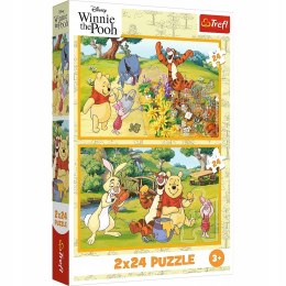 Puzzle 2x24 elementów Kubuś Puchatek Dzień w ogrodzie 34436 Trefl 3+