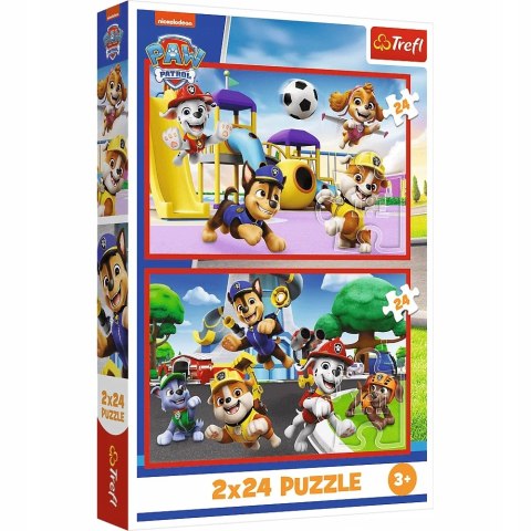 Puzzle 2x24 elementów Psi Patrol Psi dzień zabaw 34434 Trefl 3+