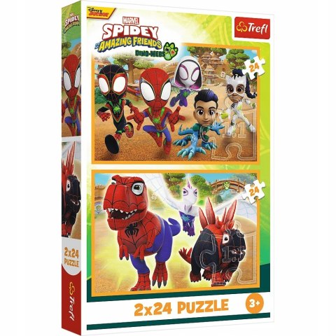 Puzzle 2x24 elementów Spidey i dinozaury 34432 Trefl 3+
