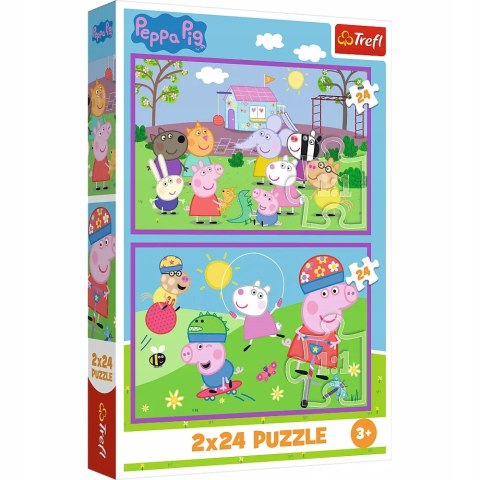 Puzzle 2x24 elementów Świnka Peppa na placu zabaw 34435 Trefl 3+