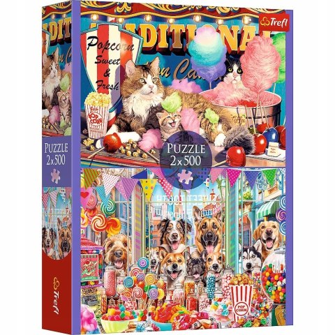 Puzzle 2x500 elementów Puszyści przyjaciele 37495 Trefl 2w1