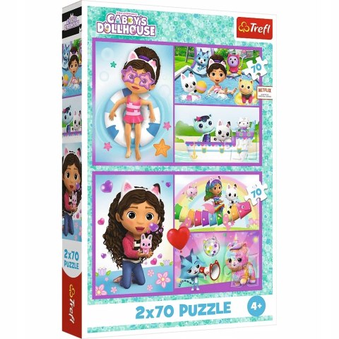 Puzzle 2x70 elementów 34438 Koci Domek Gabi Baw się z Gabby Trefl 4+ 2w1
