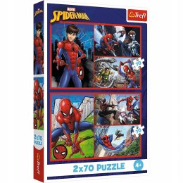 Puzzle 2x70 elementów 34443 Pajęcze historie Marvel Spiderman Trefl 4+ 2w1