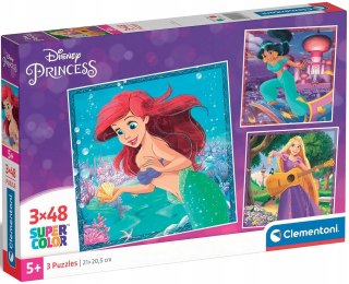 Puzzle 3x48 elementów Disney Księżniczki Princess 25304 Clementoni 3w1