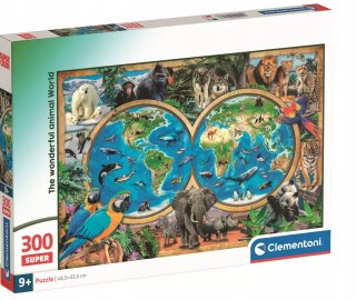 Puzzle 300 elementów Mapa Świata Zwierzęta 21723 Clementoni