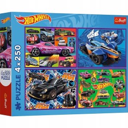 Puzzle 4x250 elementów Wyścigowe auta Hot Wheels 13312 Trefl