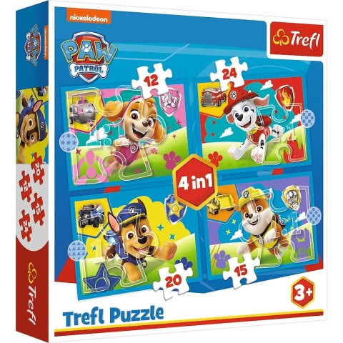 Puzzle 4w1 Psi Patrol Biegnące Pieski 34628 Trefl 3+