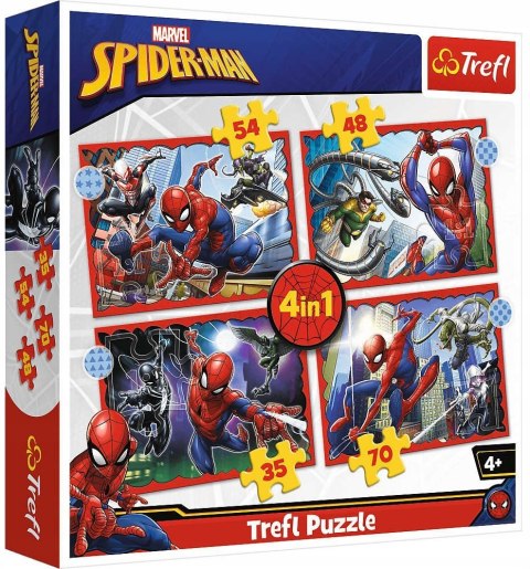 Puzzle 4w1 Spiderman Trefl 34384 Bohaterski Spider
