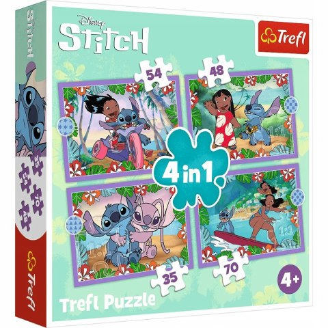 Puzzle 4w1 Szalony dzień Lilo&Stitch 34633 Trefl 4+