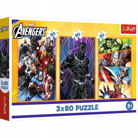 Puzzle Marvel Avengers 3 x 80 elementów Dni pełne akcji 34883 Trefl 5+