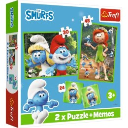 Puzzle + Memory 2w1 Smerfy 93656 Wesołe zabawy Smerfów Trefl 3+