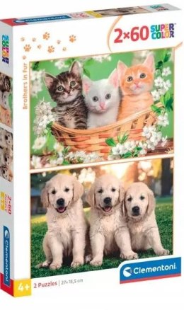 Puzzle Przyjaciele Kotki Pieski 2x60 elementów 24820 Clementoni 4+