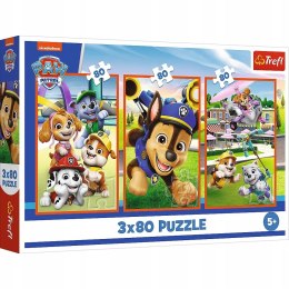 Puzzle Psi Patrol 3 x 80 elementów Psia zgraja 34886 Trefl 3w1 5+