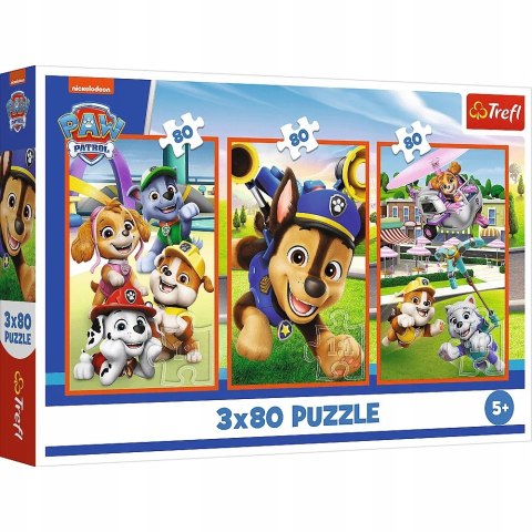 Puzzle Psi Patrol 3 x 80 elementów Psia zgraja 34886 Trefl 3w1 5+