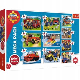 Puzzle Strażak Sam 10w1 Mega Pack Trefl 90382 Poznaj ekipę Strażaka Sama