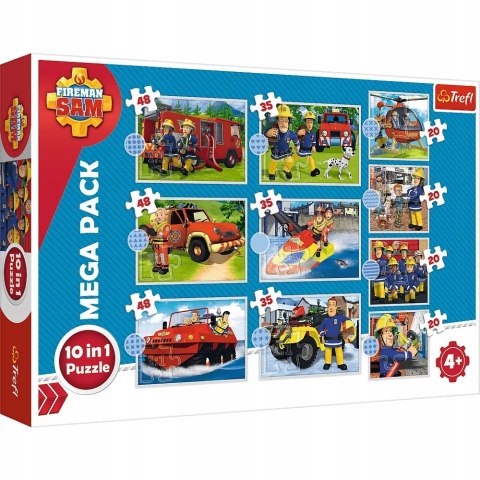 Puzzle Strażak Sam 10w1 Mega Pack Trefl 90382 Poznaj ekipę Strażaka Sama