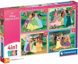 Puzzle Super Color 4w1 Disney Księżniczki 21746 Princess Clementoni 3+