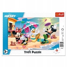 Puzzle ramkowe Myszka Miki 15 el. Zabawy na plaży 31390 Trefl
