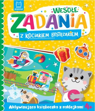Wesołe zadania z kociakiem bystrzakiem książeczka z naklejkami 4+ Aksjomat