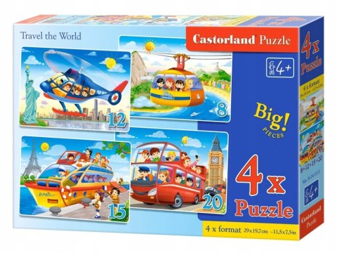 Castorland Podróże przez Świat Puzzle 4w1 Maxi 8+12+15+20 elementów 4+