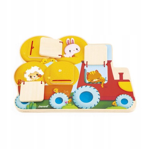 Drewniana tablica szukaj i znajdź Traktor Farma 12m+ Janod