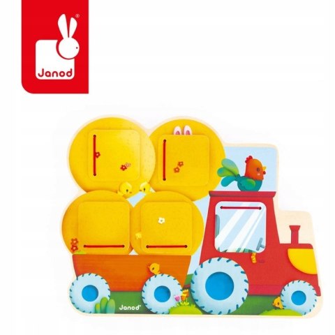 Drewniana tablica szukaj i znajdź Traktor Farma 12m+ Janod