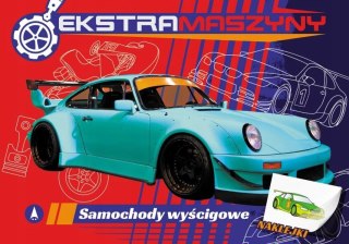 Ekstramaszyny Samochody wyścigowe Skrzat Kolorowanka Naklejki