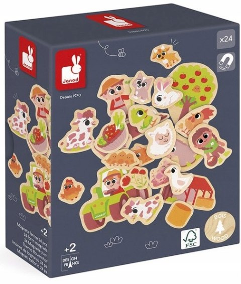 Janod Magnesy drewniane Na farmie 24 szt 2+
