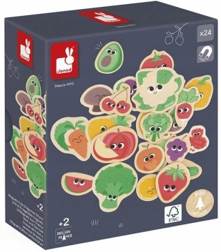 Janod Magnesy drewniane Owoce i warzywa 24 szt. 2+