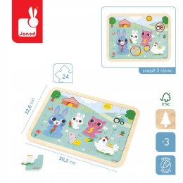 Janod Puzzle drewniane 24 elementów Farma 3+