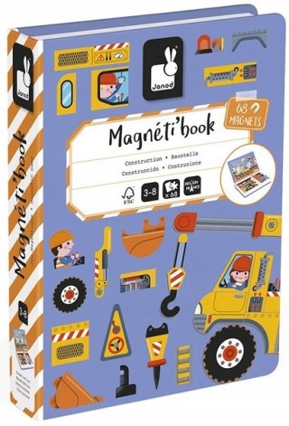 Janod Układanka Magnetyczna Plac budowy Puzzle 68 elementów Magnetibook