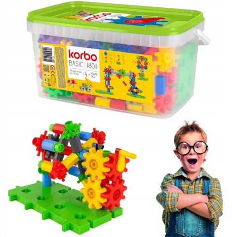 Klocki Korbo 180 elementów Ruchome Konstrukcyjne Zakręć