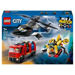 Lego City 60462 Helikopter, wóz strażacki i łódź podwodna