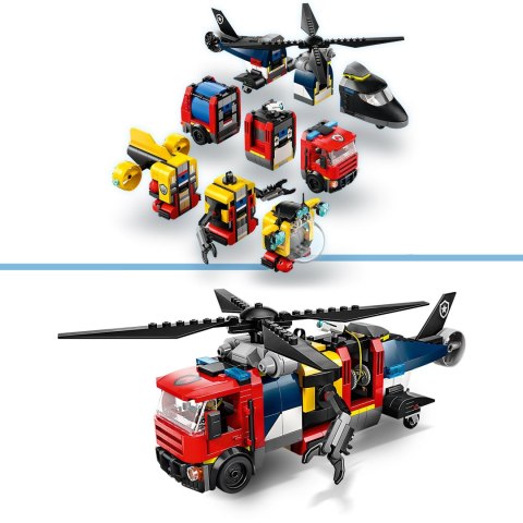 Lego City 60462 Helikopter, wóz strażacki i łódź podwodna