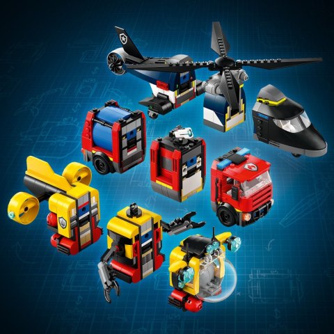 Lego City 60462 Helikopter, wóz strażacki i łódź podwodna