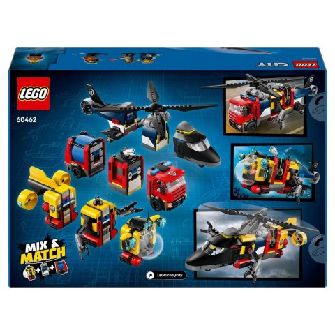 Lego City 60462 Helikopter, wóz strażacki i łódź podwodna