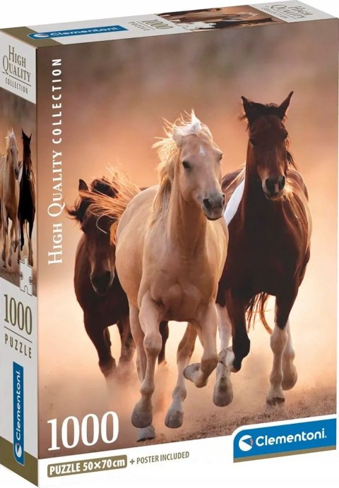 Puzzle 1000 elementów 39771 Konie w galopie Compact Clementoni