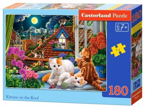 Puzzle 180 elementów Kociaki na dachu Koty Kotki Castorland 7+