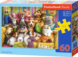 Puzzle 60 elementów Wesołe Zwierzątka Psy i Koty Castorland 5+